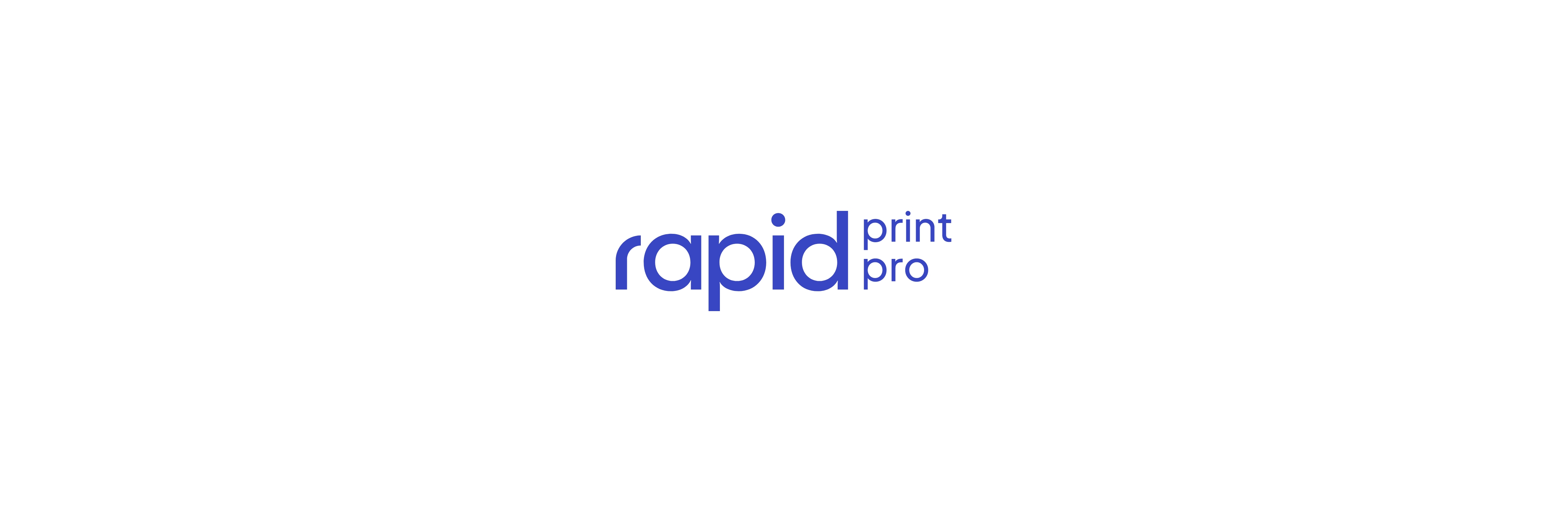 rapid print logo in blue on white background 